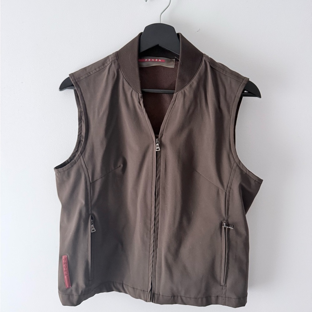 Prada Dark Brown Sleeveless Zip Vest